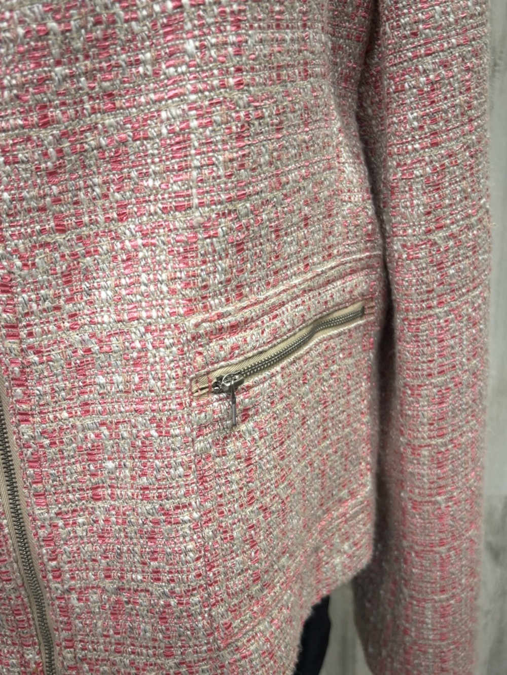 Talbots Pink Tweed “Jackie” Fit Collarless Blazer Jacket - Picture 4 of 10